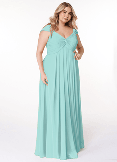 Azazie Kaitlynn Abiti da Damigella Abito Convertibile Impero in Chiffon Increspato Acqua image12