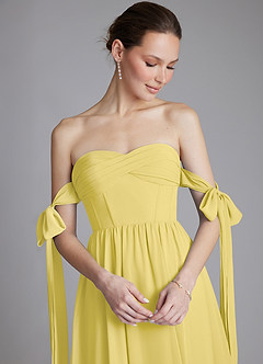 Azazie Ayanna Final Sale Canary A-Line Off the Shoulder Chiffon Dress image5