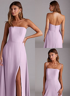 Azazie Wren Jurken voor bruidsmeisjes Converteerbaar Jurk van Chiffon met A-Lijn Zijsplit Frosted Lila image9