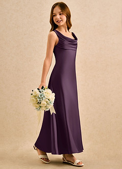 Azazie Raspberry Girls Formal Flower Girl Klänningar Klä A-Line i Stretch Satin Plisserad image3