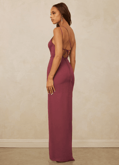 Christian Siriano Bridal for Azazie 1003 Bridesmaid Dresses Merlot Sheath One Shoulder Chiffon Dress image7