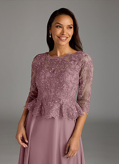 Azazie Averie vestidos de madre de la novia Vestido de Rosa Polvorienta de Gasa de Corte En A con Cuello barco Lentejuelas image2