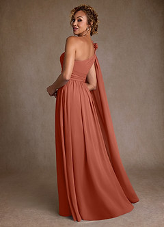 Azazie Lancaster Kleider für die Brautmutter A-Linie One-Shoulder Chiffon Kleid Lehm image2