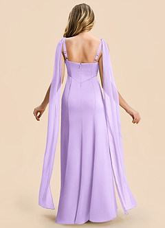 Azazie Chelsea Junior Lilac Sheath Pleated Stretch Satin Dress image2