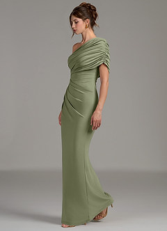 Azazie Essence Bridesmaid Dresses Pistachio Sheath One Shoulder Premium Stretch Jersey Dress image3