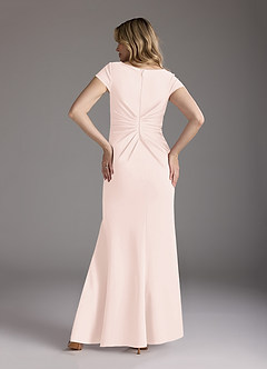 Azazie Tana vestidos de madre de la novia Vestido de Rosa Rubor de Crepé elástico de Sirena con Cuello en V plisado image5