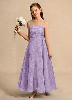 Azazie Pebbles Junior Formal Jurken voor bloemenmeisjes A-Lijn Jurk van Bloemen Burn-out Geplooid Lila image1