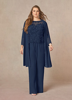 Azazie Florida Mother of the Bride Dresses Dark Navy Jumpsuit/Pantsuit Sequins Chiffon Dress image14