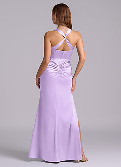 Azazie Amelie Bridesmaid Dresses Lilac A-Line Pleated Stretch Satin Dress image7