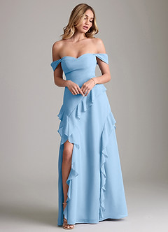 Azazie Sloane Bridesmaid Dresses Powder Blue A-Line Sweetheart Neckline Chiffon Dress image4