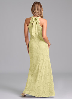 Azazie Doretta Bridesmaid Dresses Lemon Sorbet Mermaid Pleated Floral Burnout Dress image6