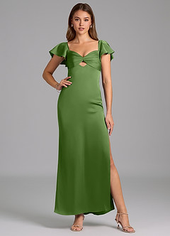 Azazie Demia Bridesmaid Dresses Basil Sheath Sweetheart Neckline Stretch Satin Dress image5
