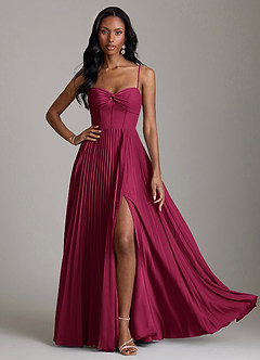 Azazie Akiko Bridesmaid Dresses Burgundy A-Line Sweetheart Neckline Chiffon Dress image3