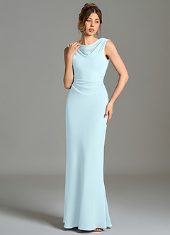Azazie Kieryn Bridesmaid Dresses Cloud Blue Mermaid Pleated Chiffon Dress image4