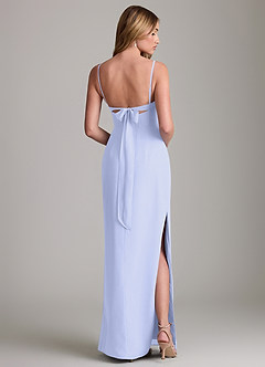 Azazie Mai Vestidos de damas de honor Vestido de Lavanda de Gasa de Corte Recto con Plisado image2