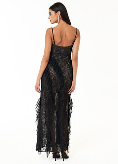 Farah Black Ruffle Maxi Dress image3
