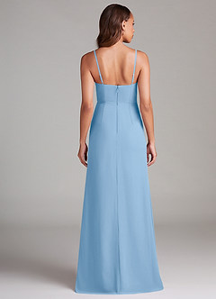 Azazie Maci Bridesmaid Dresses Powder Blue Sheath Pleated Chiffon Dress image7