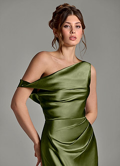 Azazie Emerson At-home Try On Dresses Black Mermaid Off the Shoulder Metallic Satin Dress image7