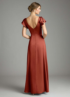 Azazie Omari Bridesmaid Dresses Terracotta A-Line Stretch Satin Dress image2