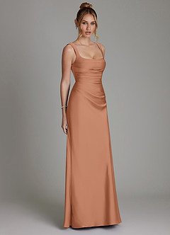 Azazie Agustina Robes de demoiselle d'honneur Robe Sirène en Satin extensible Corset Bronze image4