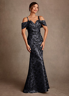 Azazie Bakersfield 신부의 어머니 드레스 인어 오프 더 숄더 플로럴 자카드 플로어 길이 드레스 image3