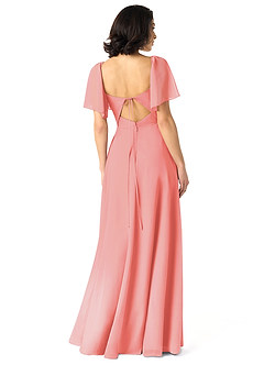 Azazie Chloe Bridesmaid Dresses Coral A-Line Sweetheart Neckline Chiffon Dress image2