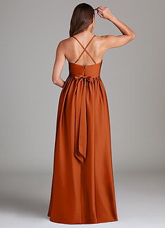 Azazie Llana Brautjungfernkleider für Schwangere A-Linie mit Taschen Stretch-Satin Bodenlänge Kleid image2