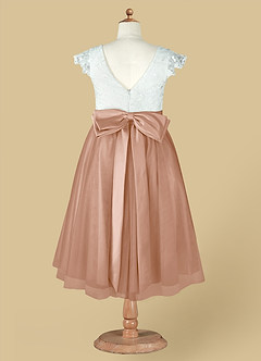 Azazie Vetty Flower Girl Dresses Ivory Champagne Rose A-Line Lace Tulle Dress image13
