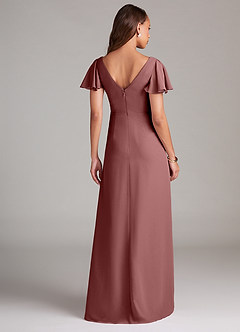 Azazie Soren Bridesmaid Dresses Desert Rose A-Line Ruched Chiffon Dress image2