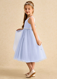Azazie Firefly Flower Girl Dresses Lavender A-Line Bow Matte Satin Dress image4