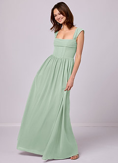 Barbie ♥ Azazie Bridesmaid Dresses Agave A-Line Corset Chiffon Dress image2