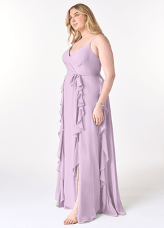 Azazie Peyton Bridesmaid Dresses Frosted Lilac A-Line Ruched Chiffon Dress image9