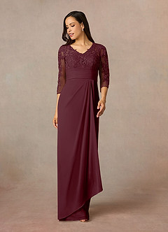 Azazie Poe Mother of the Bride Dresses Cabernet Sheath Lace Dress image1