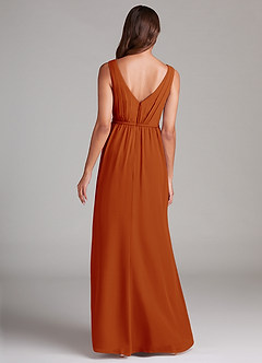 Azazie Tanicia Robes de demoiselle d'honneur Robe Trapèze en Mousseline de soie Plissée Paprika image7