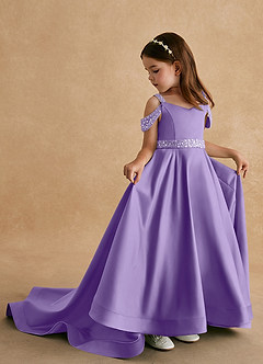 Azazie Jodi Flower Girl Dresses Tahiti A-Line Matte Satin Dress image1