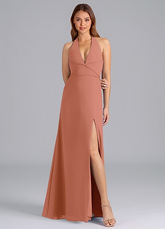 Azazie Odie Vestidos de damas de honor Vestido de Mai Tai de Gasa de Corte en A image4