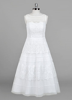 Azazie Azul Wedding Dresses Diamond White A-Line Sweetheart Lace Tulle Dress image8
