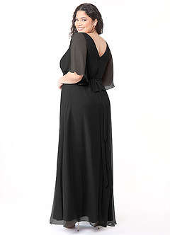 Azazie Cierra Vestidos de damas de honor Vestido de Negro de Gasa de Corte en A con Cuello en V image12