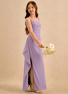 Azazie Cannoli Girls Formal Blumenmädchenkleider A-Linie Plissee Chiffon Kleid Blauregen image4