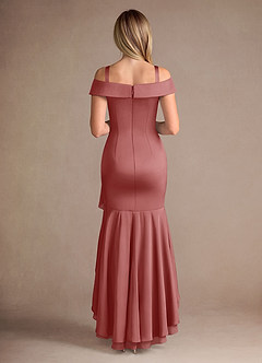 Azazie Billings Mother of the Bride Dresses Antique Rose Mermaid Off the Shoulder Stretch Satin Dress image8