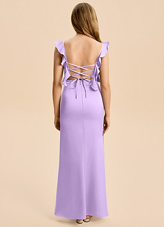 Azazie Jessamine Junior Lilac A-Line Ruched Stretch Satin Dress image2