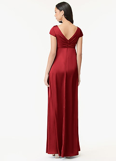 Azazie Allessia Maternity Bridesmaid Dresses A-Line Pleated Stretch Satin Floor-Length Dress image2