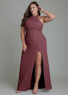 Azazie Jemma Vestidos de damas de honor Vestido Sangrado de Gasa de Corte Recto con Plisado image9