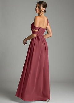 Azazie Kassandra Bridesmaid Dresses Merlot A-Line Off the Shoulder Chiffon Dress image6