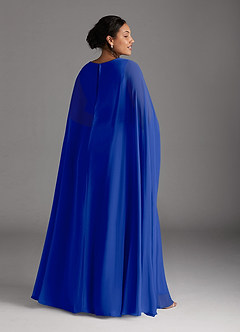 Azazie Isa Kleider für die Brautmutter A-Linie V-Hals Gefaltet Chiffon Kleid Königsblau image8