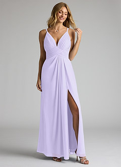 Azazie Maren Allure Bridesmaid Dresses Lilac A-Line V-Neck Lace Chiffon Dress image3