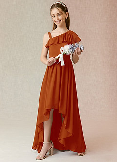 Azazie Mango Junior Paprika A-Line Ruched Chiffon Dress image2