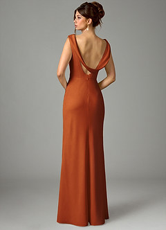 Azazie Kieryn Bridesmaid Dresses Cinnamon Mermaid Pleated Stretch Satin Dress image6