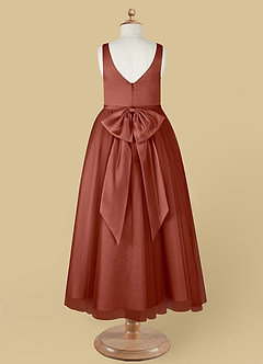 Azazie Marybell Flower Girl Dresses Auburn A-Line Bow Tulle Dress image10