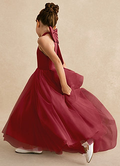 Azazie Bev Robe Demoiselle D'honneur Fillette Robe Trapèze en Tulle Convertible Grenade image7